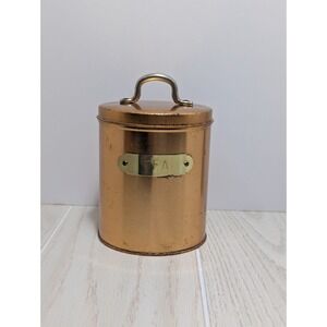 Cheinco Vintage Copper Kitchen Tea Canister Brass Tag USA made USED